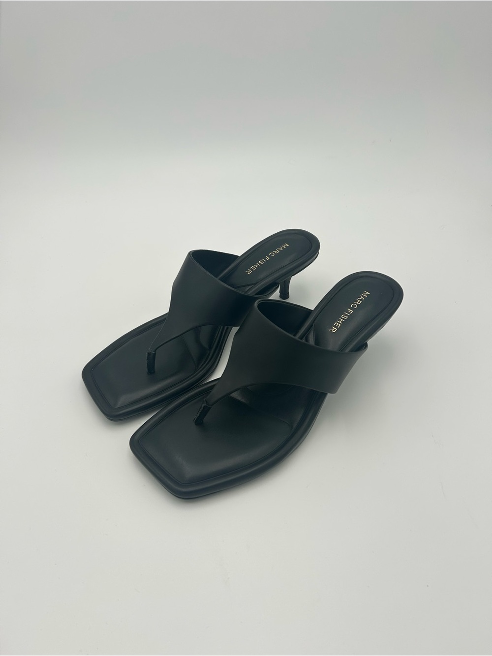 Marc Fisher Black Slip On Square Toe Dress Sandals